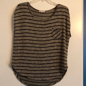 Striped cap sleeve sweater